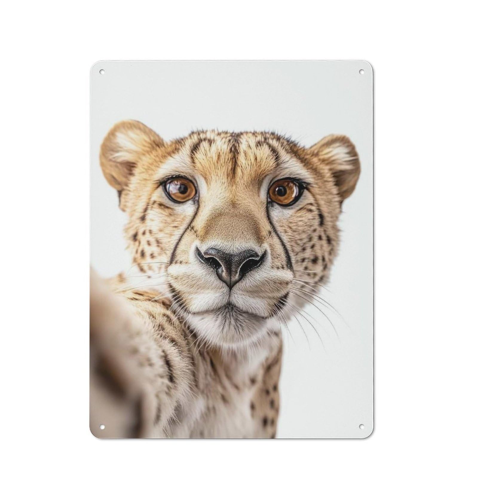 Junmoney Cheetah Selfie Tin Sign 40X30cm With For Workshop Wall, Rustic Decor, Autumn Room Decor For Fans Of Metal Wall Signs