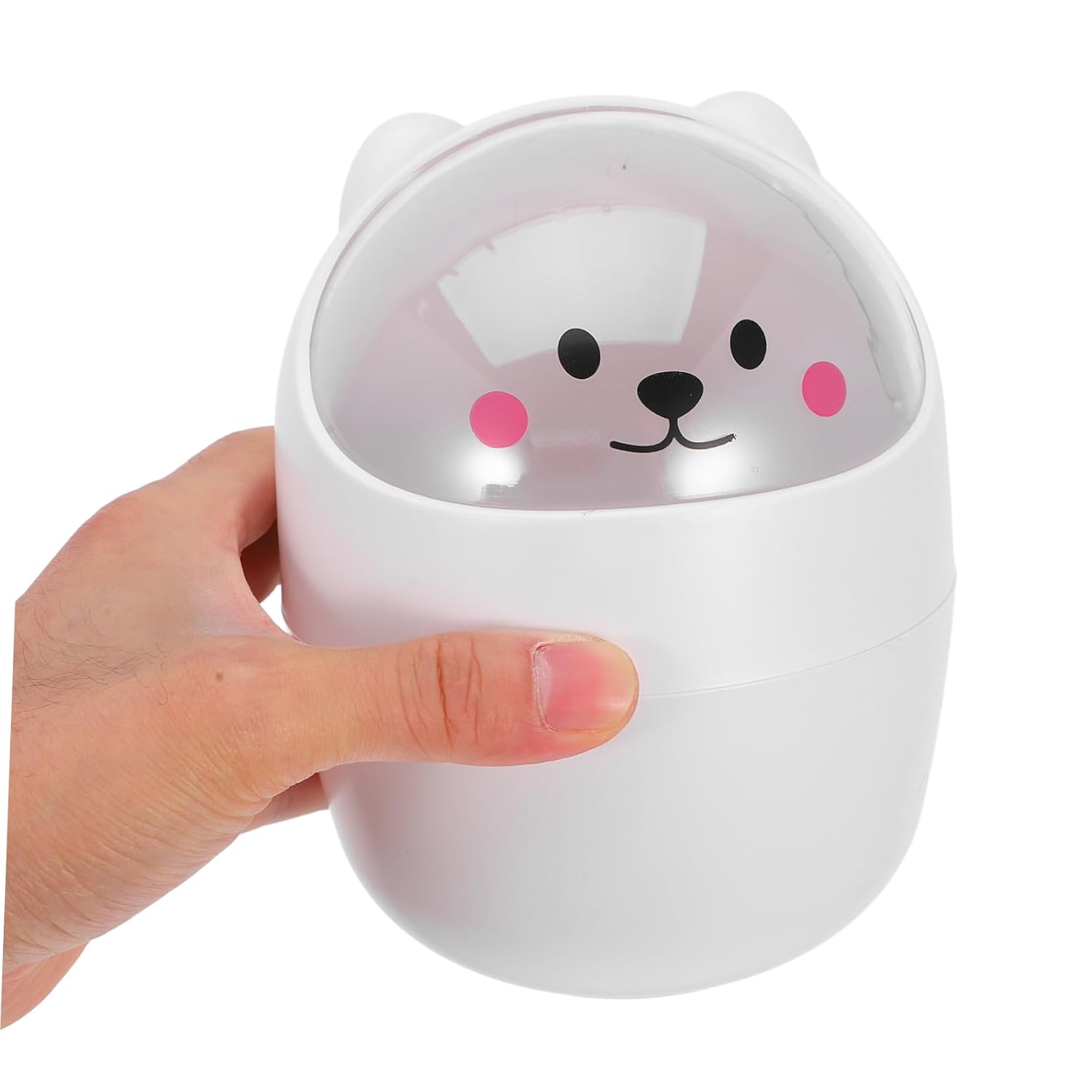 VANZACK Mini Plastic Desktop Trash Can, Cute, Lightweight, 1800cc Capacity, White