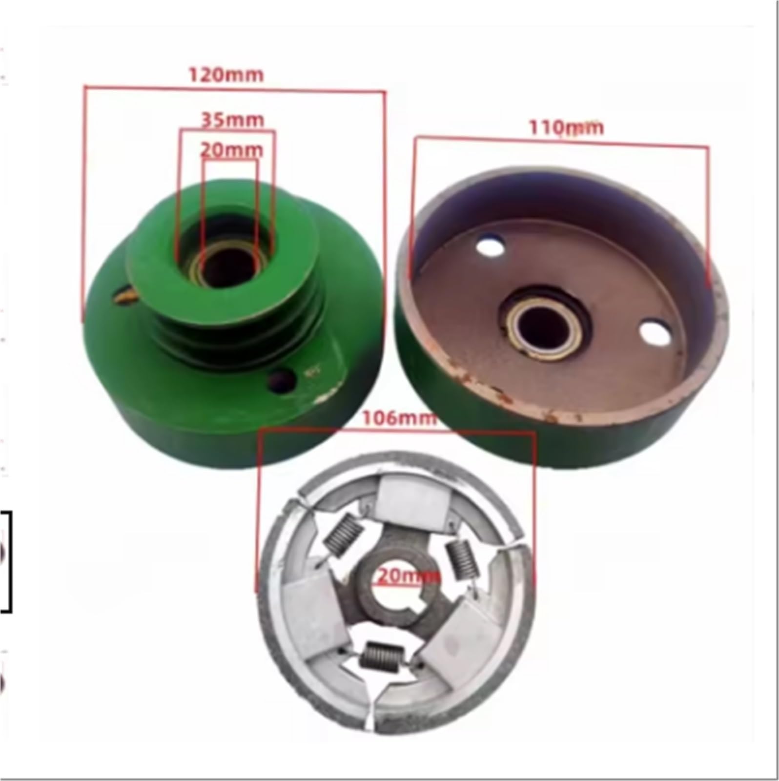 Compatible con motor de gasolina 170F, motor diésel, embrague centrífugo automático, embrague de eje 168F20, polea de timón.(3)