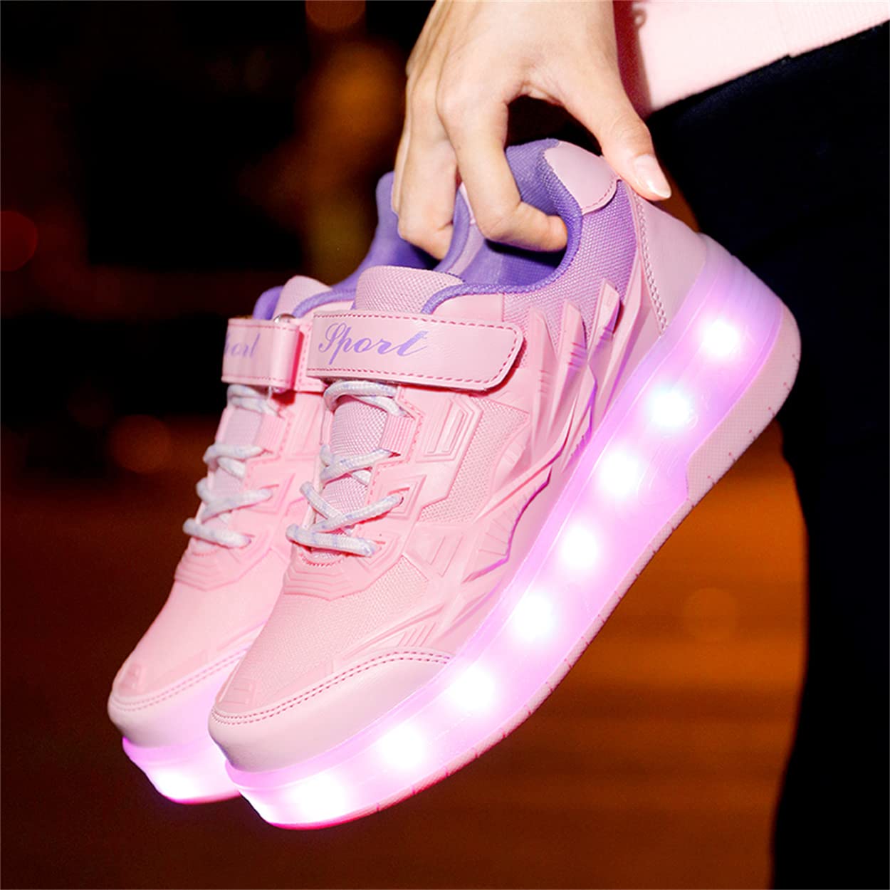 Zapatos con Ruedas Zapatillas con Dos Ruedas para niños y niña Led Luces Zapatillas con Ruedas Se Puede Bambas con Ruedas Regalo Creativo de Navidad y cumpleaños en el día de los Reyes