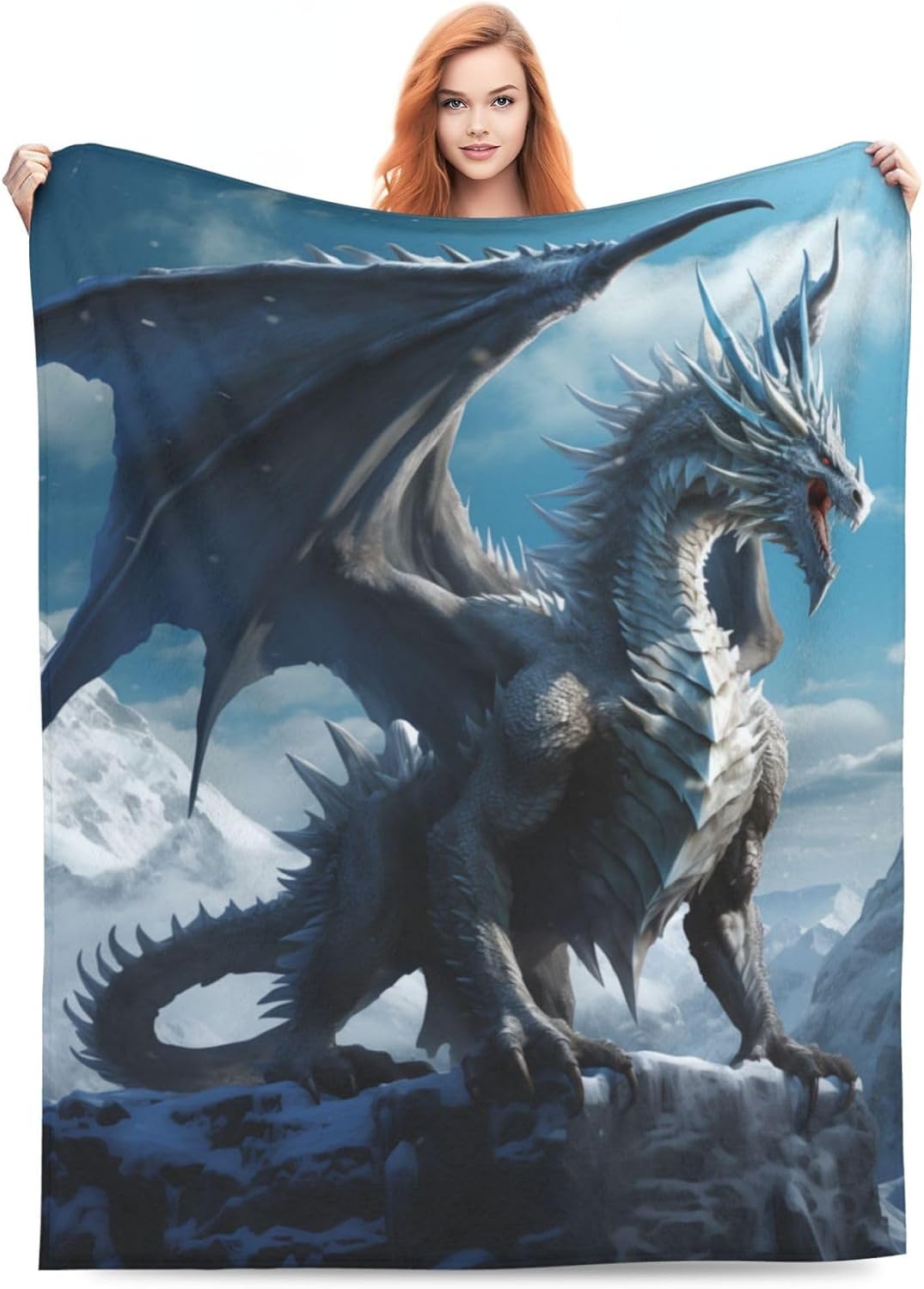 Colorful Fairy Dragon Blanket Gifts for Adults Girls Flannel Throw Blankets Soft Comfy Lightweight for Home Decor Couch Bed Sofa 80x60 Inches