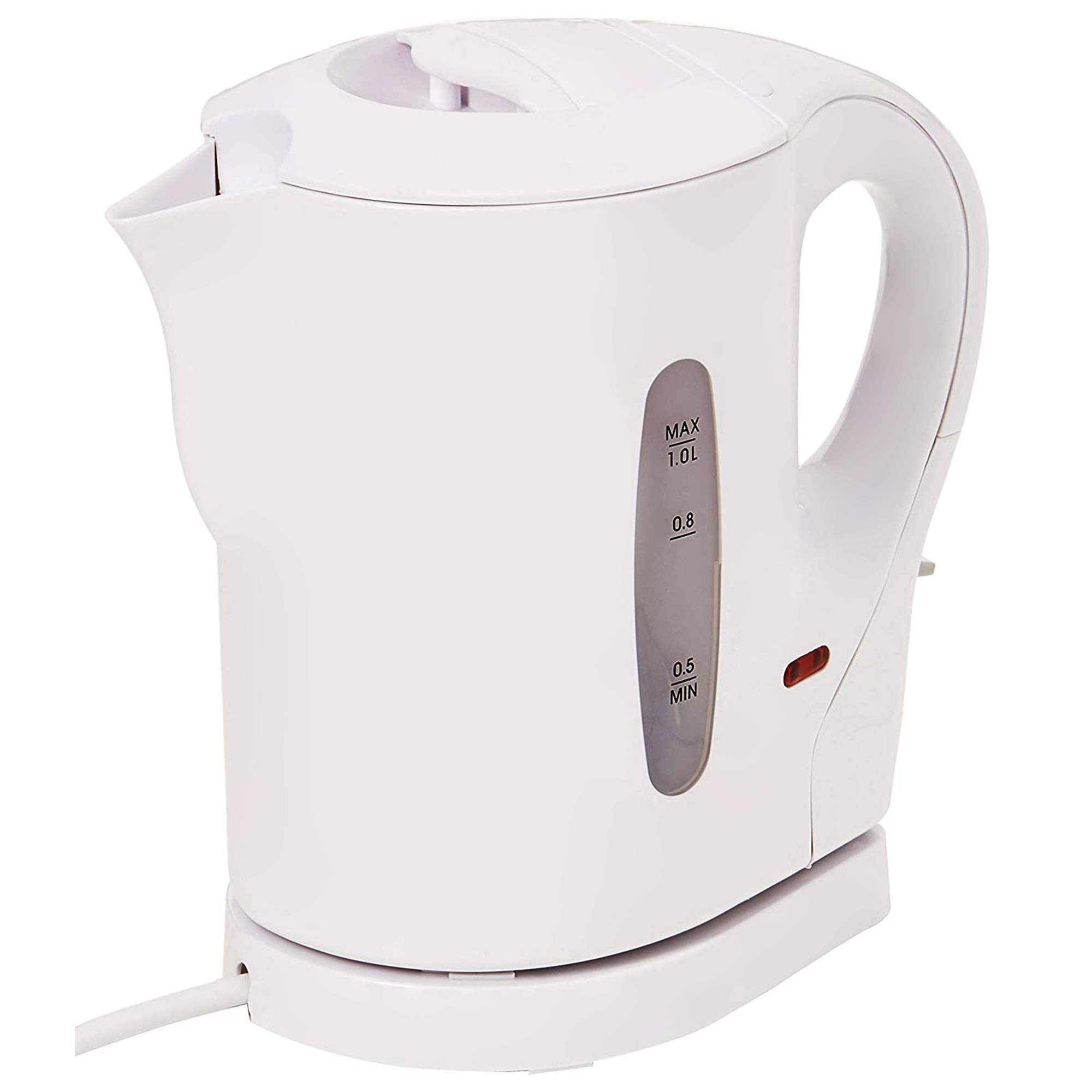 Buy Small Cordless Lightweight Electric Kettle 900W 1 Litre in White Cheap and Cheerful with