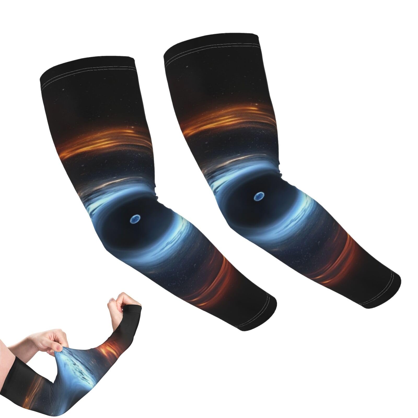 LZQPOEAS Arm Sleeves Gardening sleeves Black hole swallows neutron star Compression Sleeves for Men Women Sun Sleeves Cooling Tattoo Cover