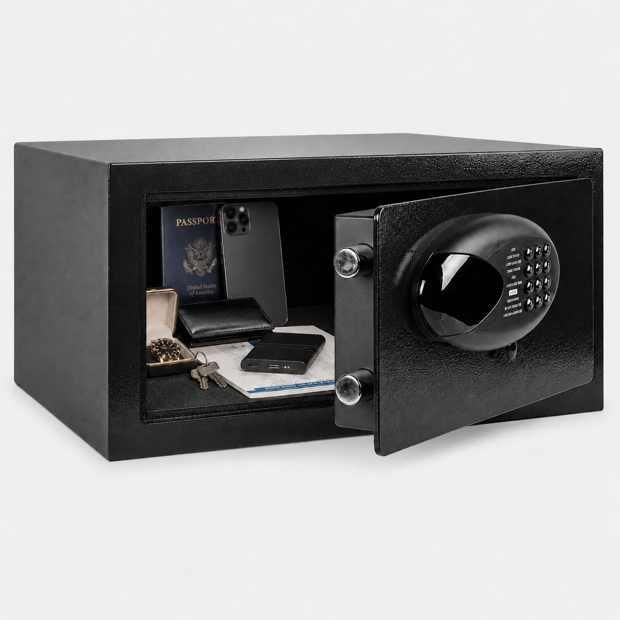 Steel Security Safe Box with Digital Keypad Electronic Lock, Emergency Key Open for Home, Office, Hotel, Secure Cash, Jewelry, Laptop, Documents, 28L, Black, 43 x 36 x 20cm