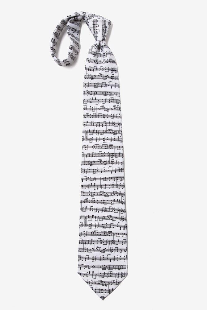 Wild Ties Sheet Music White Microfiber Tie