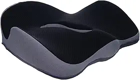 Almofada de Assento Ortopédica em Espuma de Memória - Design Ergonômico Curva W para Alívio de Dores na Lombar - Suporte para Cadeira de Escritório, Carro e Home Office - Capa Respirável, Preto
