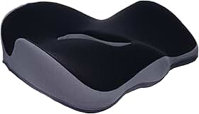 Almofada de Assento Ortopédica em Espuma de Memória - Design Ergonômico Curva W para Alívio de Dores na Lombar - Suporte para Cadeira de Escritório, Carro e Home Office - Capa Respirável, Preto