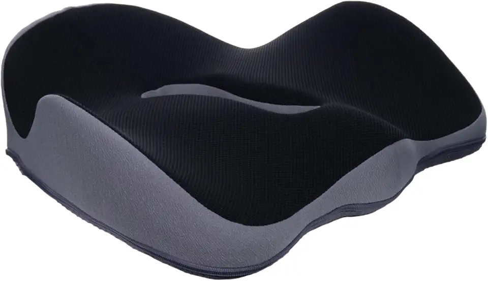 Almofada de Assento Ortopédica em Espuma de Memória - Design Ergonômico Curva W para Alívio de Dores na Lombar - Suporte para Cadeira de Escritório, Carro e Home Office - Capa Respirável, Preto