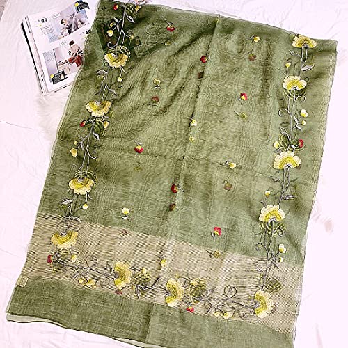 Women Exquisite Silk&Wool Mixed Embroidered Scarf Headwrap Shawl4