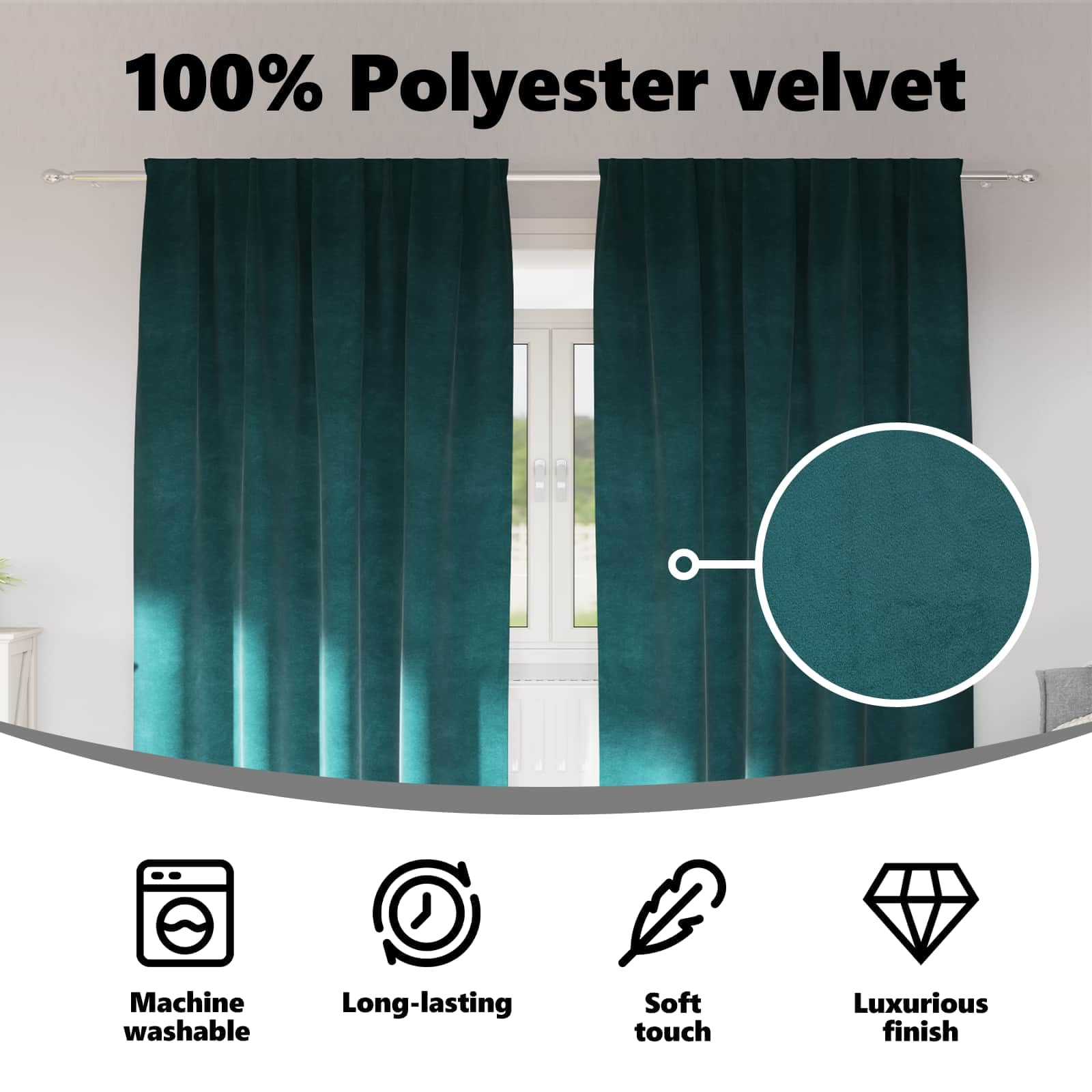 vidaXL Zasłony zaciemniające 2 szt. Ciemnozielony 140 x 260 cm Welur