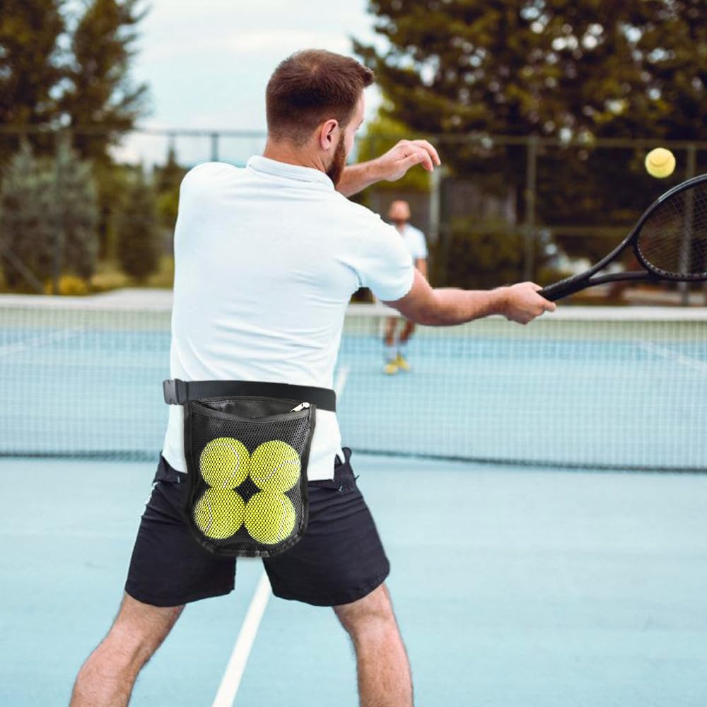 Riñonera para Pelota de Tenis, Soporte Ajustable para Banda de Pickleball, Transpirable, Bolsa de cinturón de Ping Pong