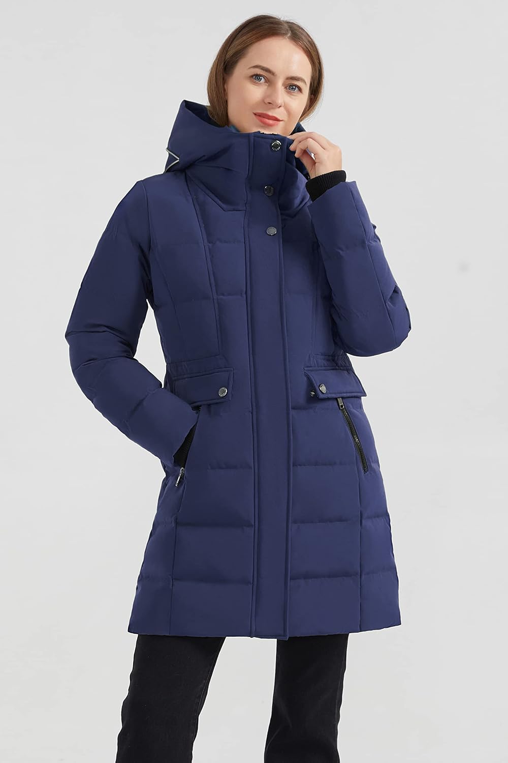 Orolay Women's Hooded Winter Down Coat Quilted Mid Length Puffer Jacket - Image 4