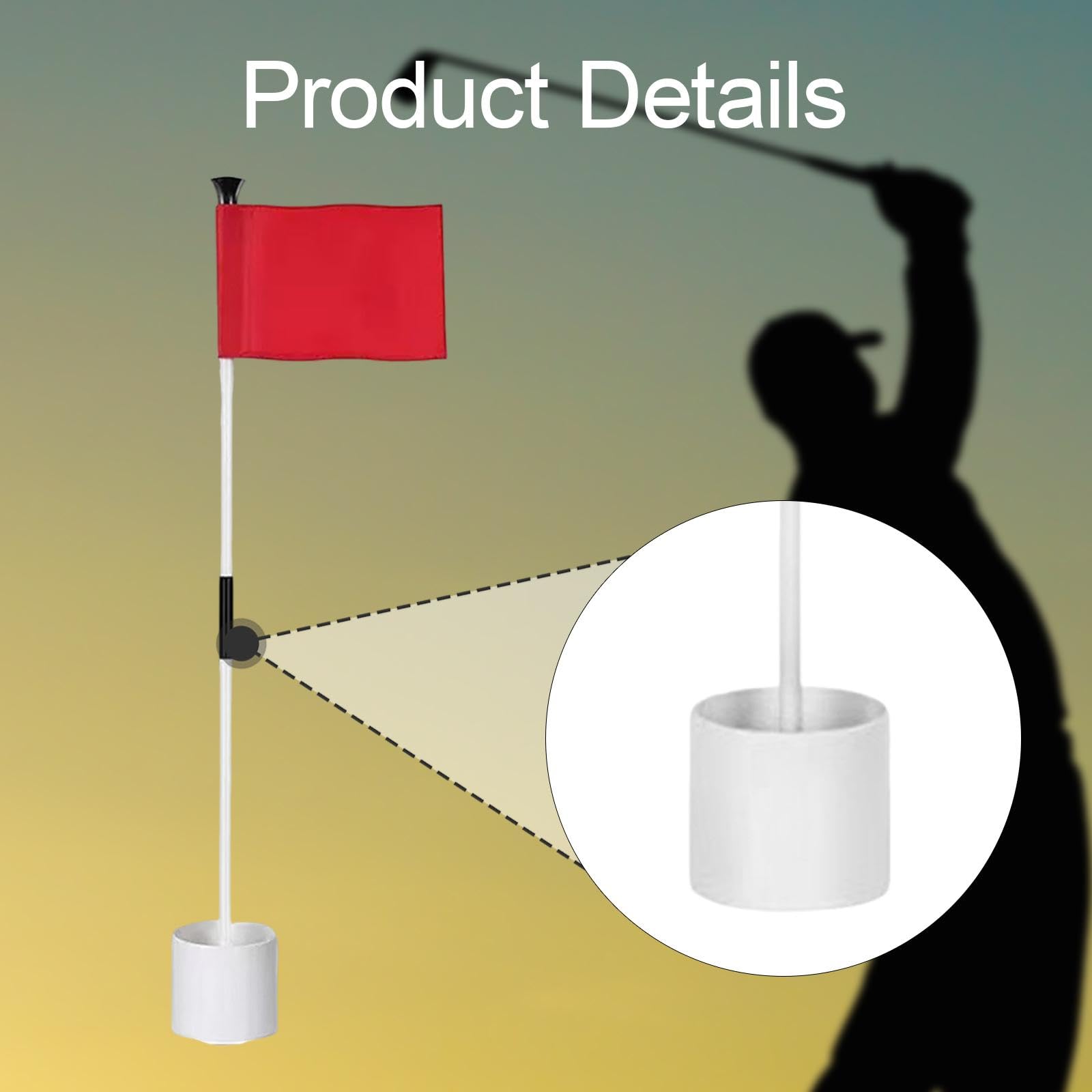 Drapeau de Golf Kit Complet avec Piquet Tige et Coupe de Trou en Matériaux Durables pour Une Longue Durée de Vie Adapté pour Le Bureau et Le Jardin