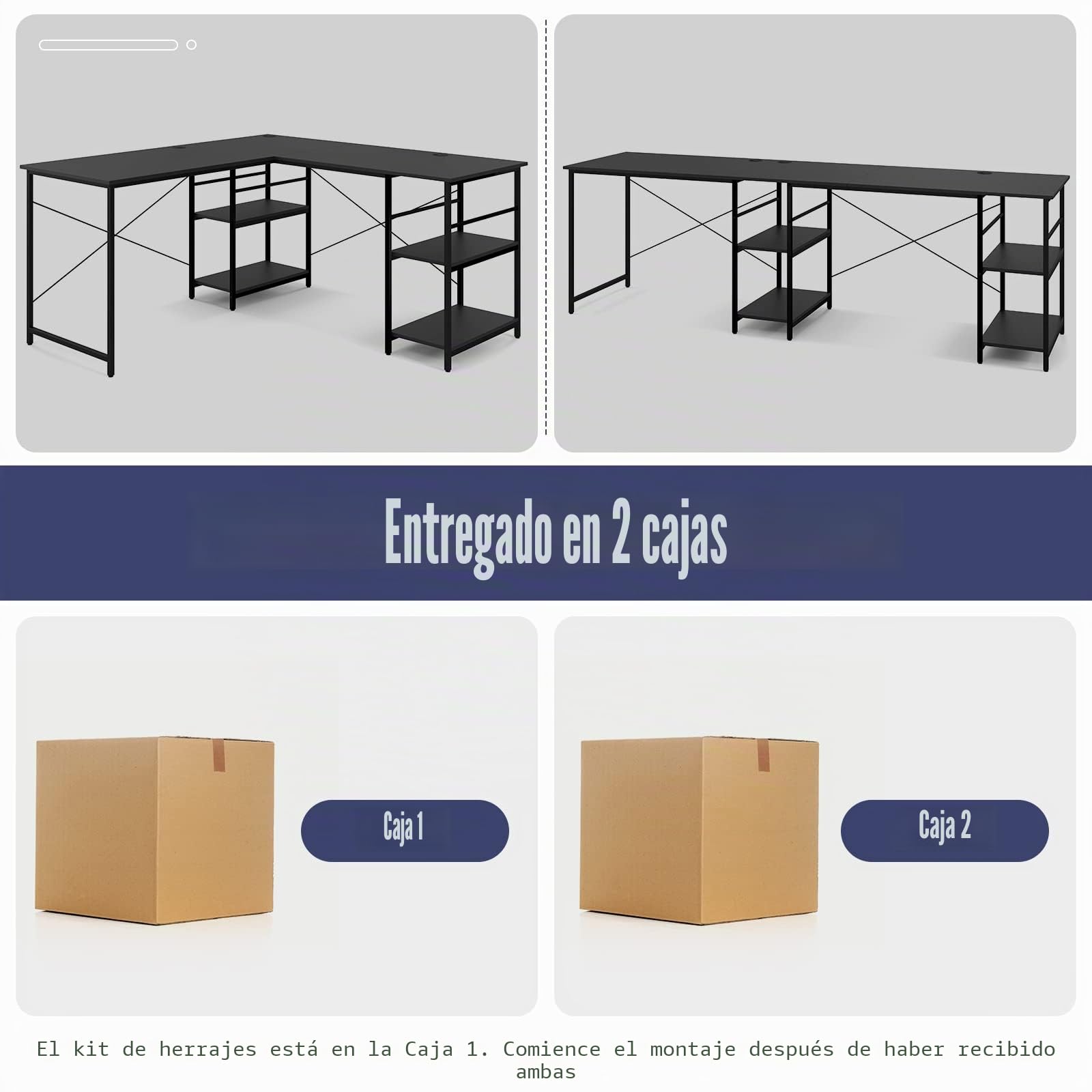 GOPLUS - Escritorio Industrial de Esquina Con Estantes de Almacenamiento, de Madera de 29 m Para 2 Personas, Grande Para Ordenador de Juegos Con Estación