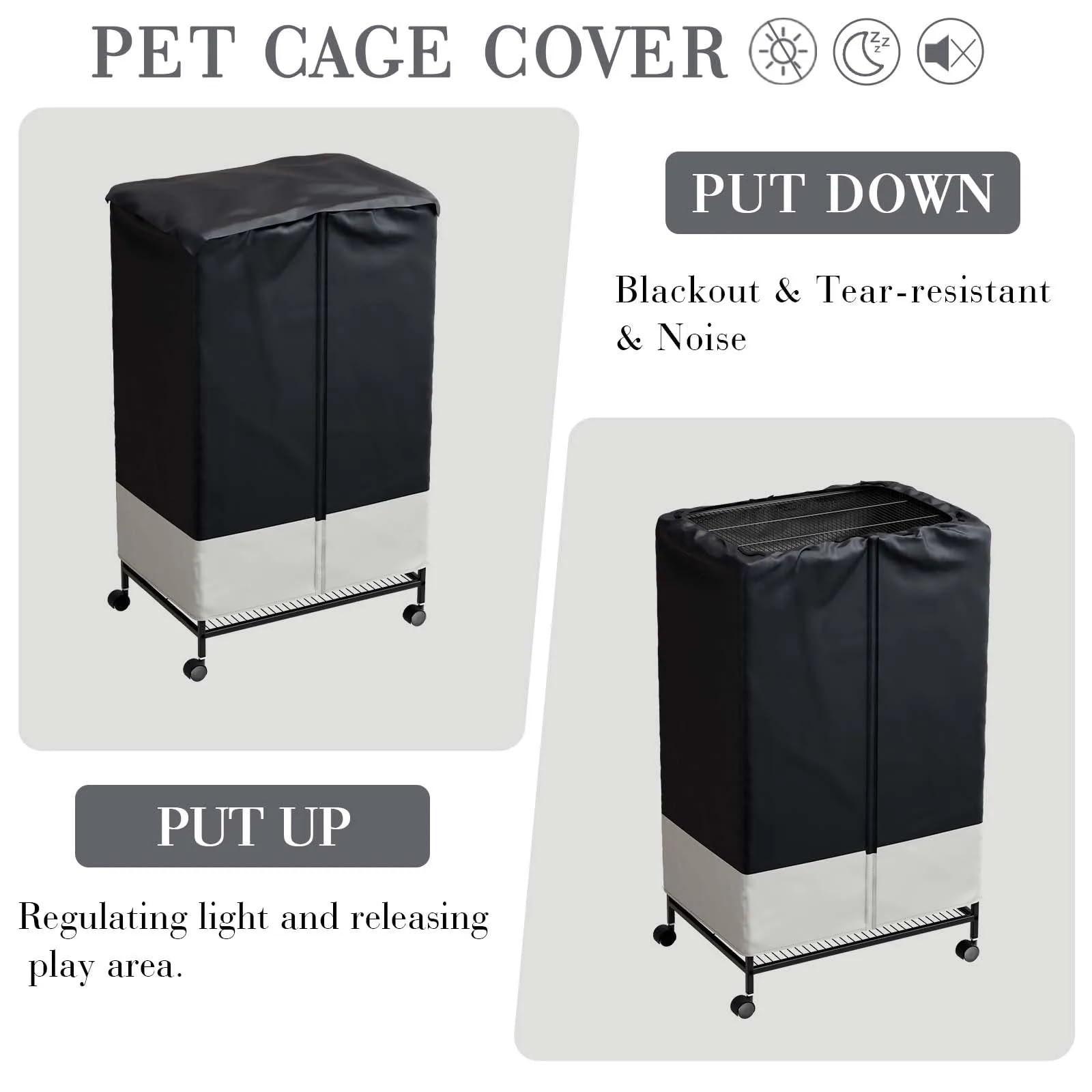 Fundas para jaula de pájaros para interiores y exteriores, para animales pequeños, privacidad y comodidad con panel superior extraíble, duradero, transpirable, impermeable (48 x 48 x 102 cm)
