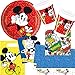 Produktbild 101-tlg. Party-Set Mickey Mouse für Kindergeburtstag mit 6-8 Kinder: Teller, Becher, Servietten, Einladungen, Tüten, Tischdecke, Deko | Mottoparty Micky Maus