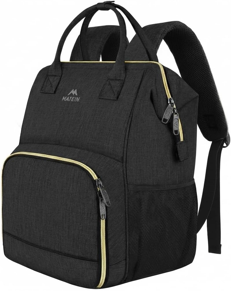 MATEIN Lunch Backpack for Men Women, 17 Inch Large Insulated Cooler Backpack, Water Resistant Lunch Box Back Pack Travel Laptop for Men Teacher Work Picnic College Nurse, Black