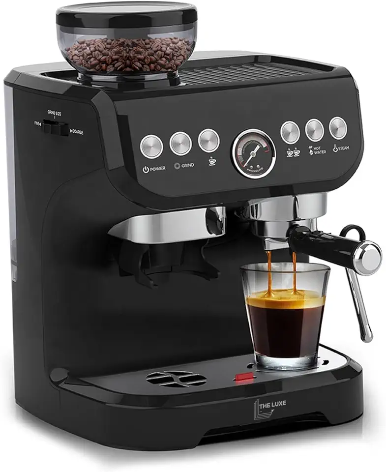 Cafeteira Espresso Profissional com Moedor Integrado, Black Piano, 1560W, 15 Bar, 127v, Botões Iluminados, Semiautomática, 34x28x28cm