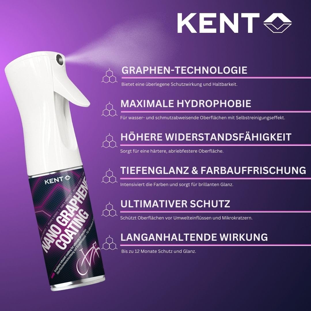 KENT BIKE Nano Graphene Coating –- Oberflächenbeschichtung für Fahrräder & E-Bikes – Pflege & Schutz bis zu 365 Tage – Versiegelung & Schmutzabweisung – Hochglanz-Finish mit Tiefeneffekt
