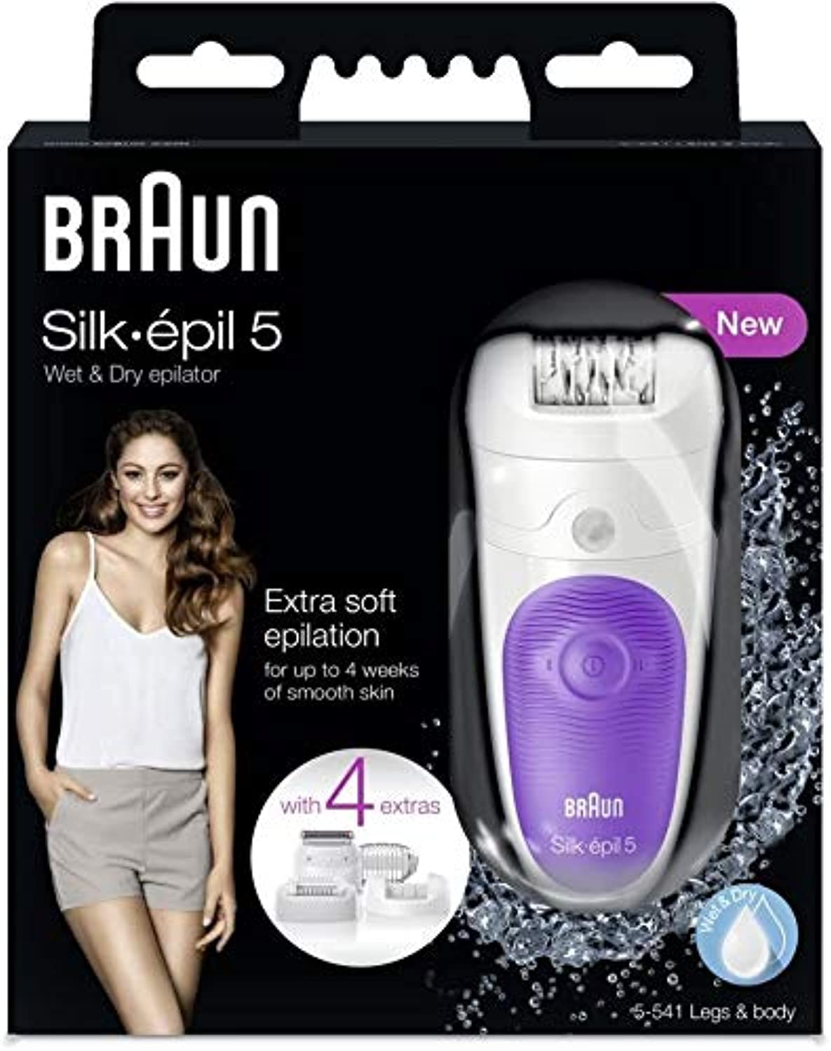 Silk-epil 5 5-541 Wet & Dry Epilator With 4 Extras - International Version