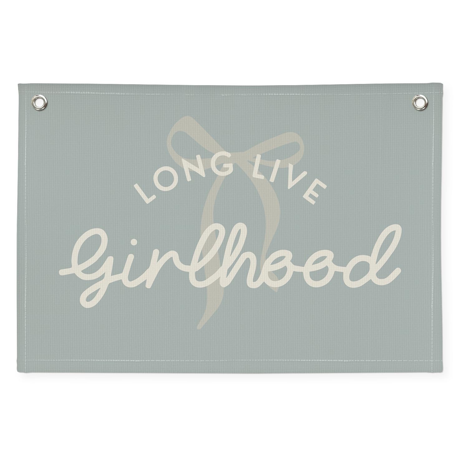 Blue Girls Room Decor, Long Live Girlhood Coquette Bow Cute Nursery Playroom Wall Hanging Linen Banner Flag, Baby Blue Kids,Toddler Bedroom Decorations, Baby Showers Newborn Gift 30x20,girlroom