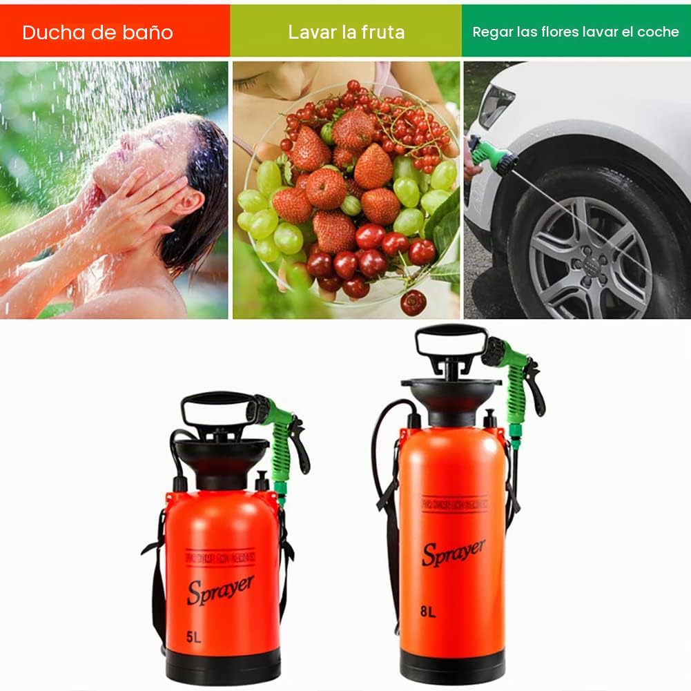 Ducha portátil al Aire Libre para Camping, Ducha, multifunción, rociador baño para Mascotas, con 7 Patrones, rociador jardín, Bomba para regar Flores, Lavado Coche