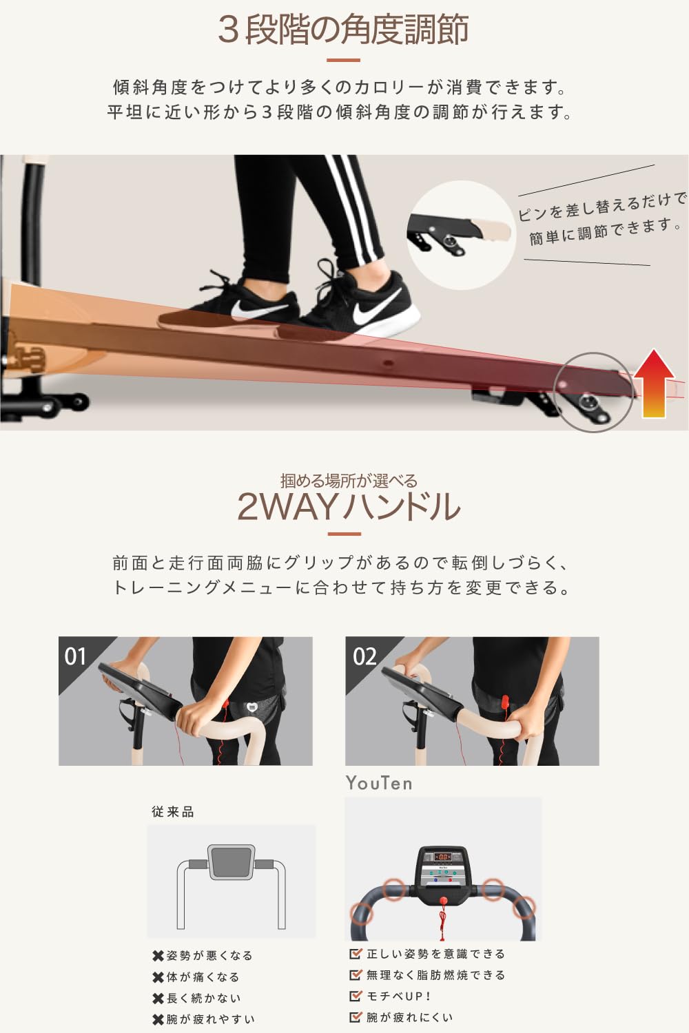 Amazon | YouTen(ユーテン) ルームランナー 時速1-10km 8個の 
