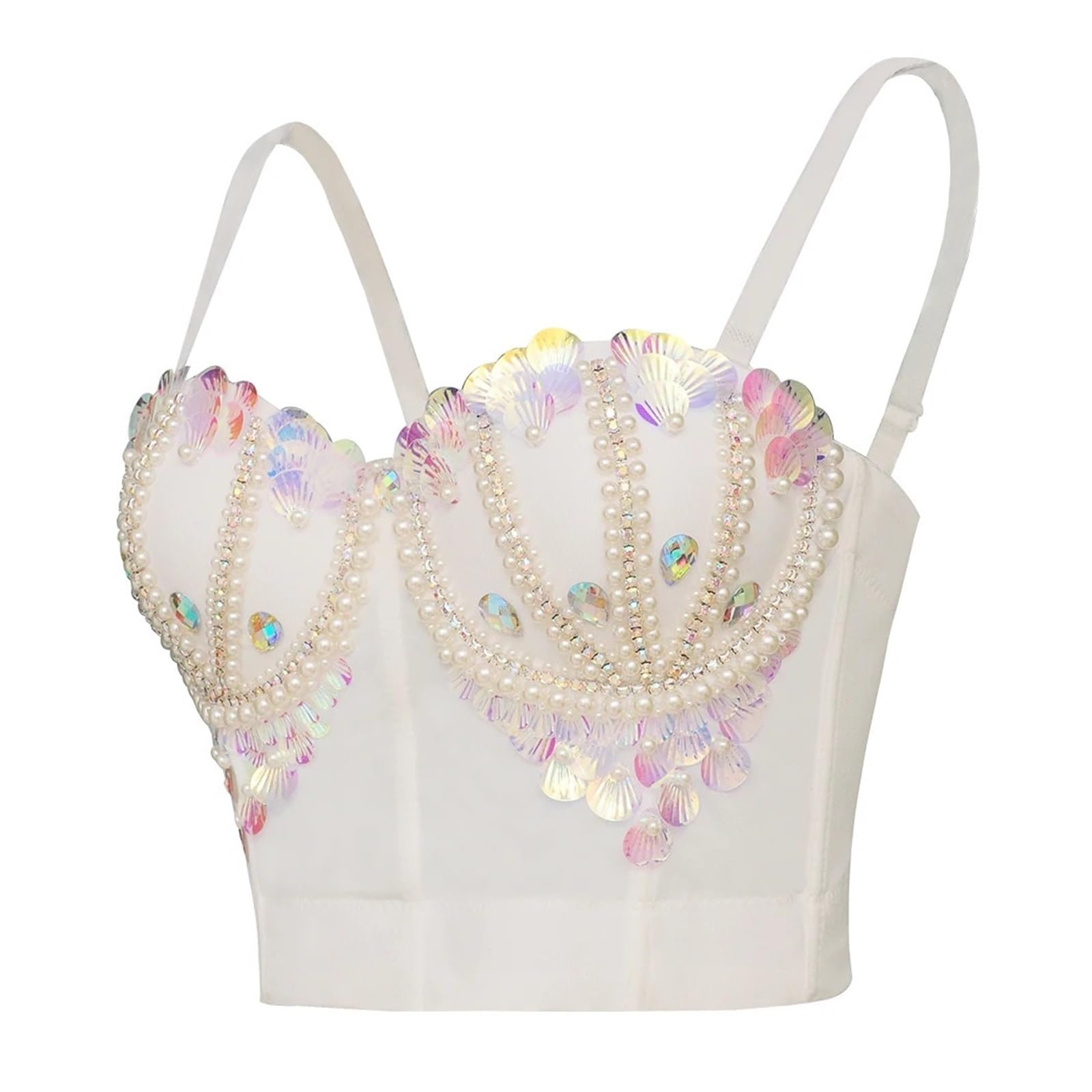 Pailletten Top Damen Damen Pailletten Korsett Bustier Top Strass BH Diamant Glitzer Club Party Wear