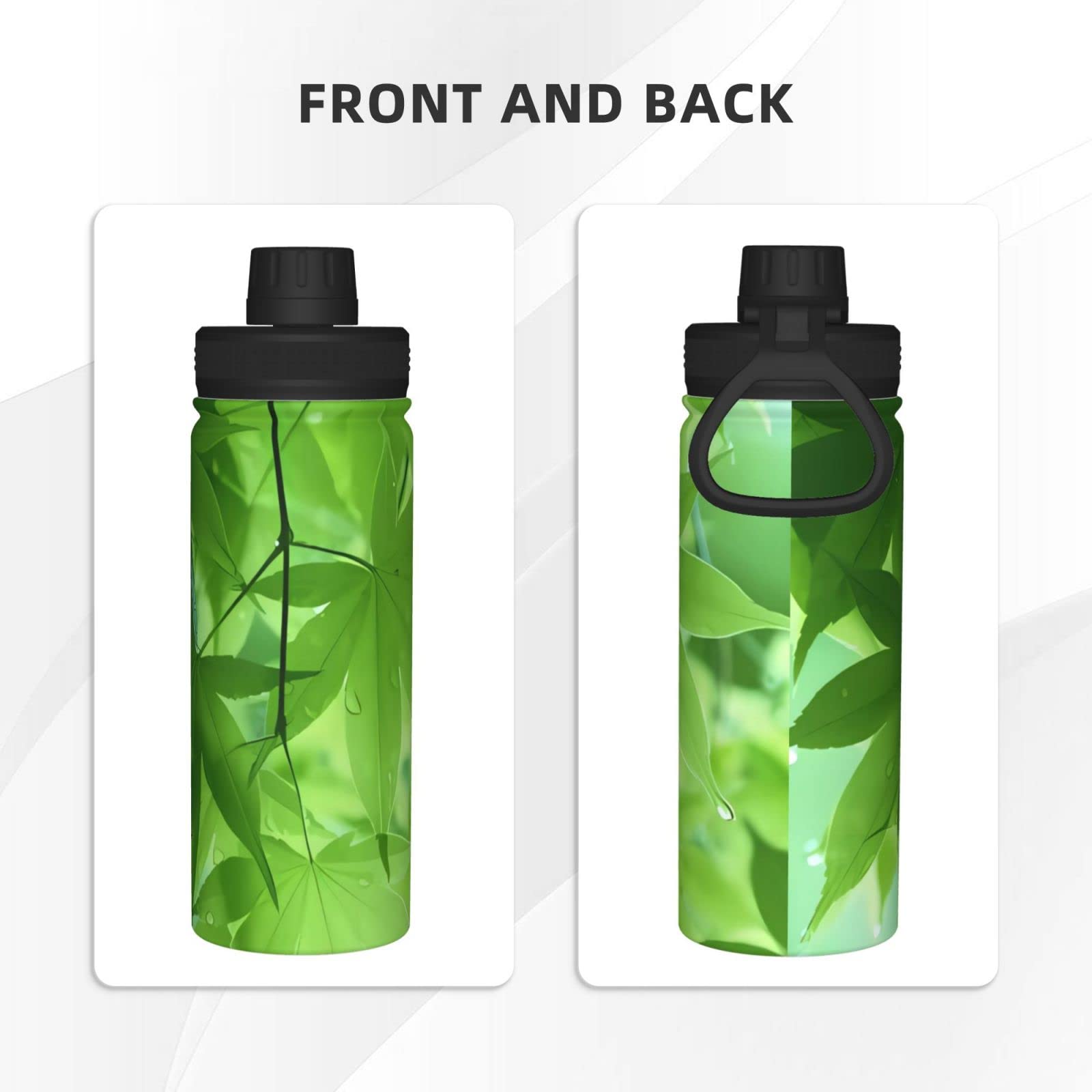 Green Nature Sport-Wasserflasche, 530 ml, isolierte Edelstahl, auslaufsichere Wasserflasche für Reisen, Fitnessstudio, Büro