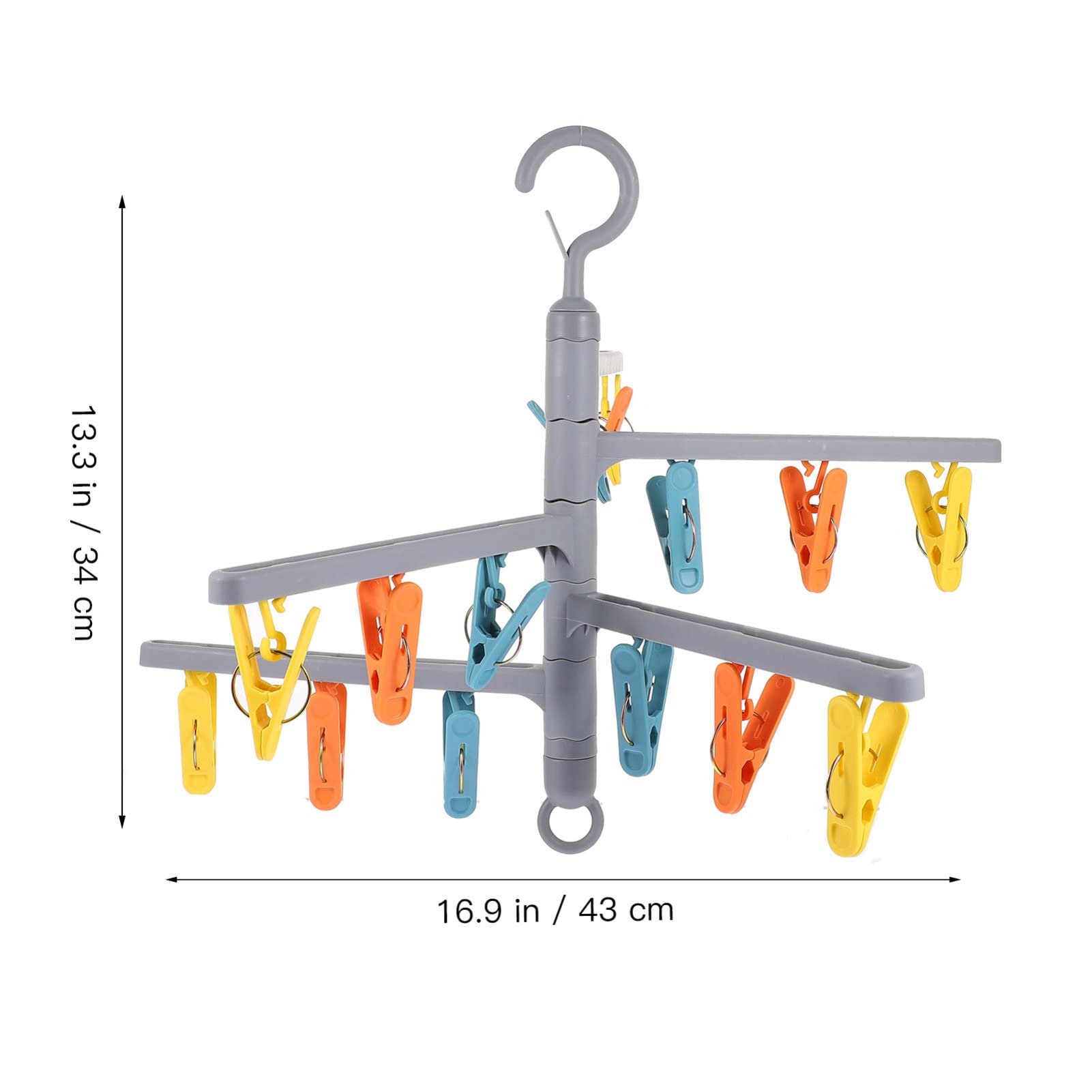 Garneck 1pc Drying Rack Clothes Rack Laundry Rack Flexible Clothes Hanger Rotatable Clothes Hanger Hangers Hook Dryer Portable Tie Rack Hanger Sock Rack Coat Rack Sock Hanging Rack Pp Grey