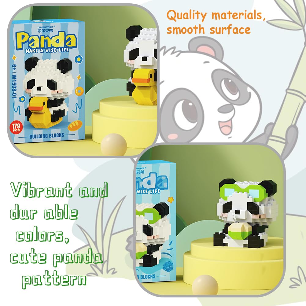 Panda Building Blocks Anime Model Micro Blocks 3D Puzzle Micro Brick Figures Toys Plastic Model Kits Micro Building Block Puzzle Children DIY Block 2PCS - Image 3