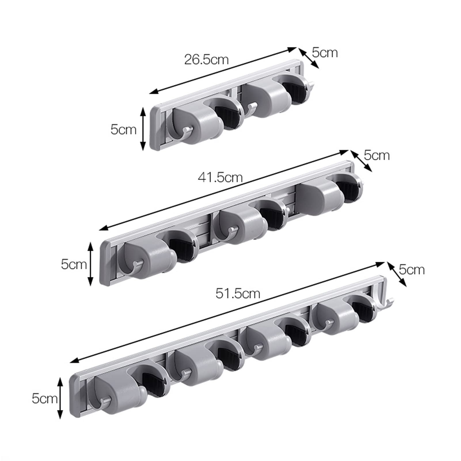 Wandhalterung, Besenhalter, Mopphalter, selbstklebend, kein Bohren, super Rutschfester Moppständer, for Hausgarten, Garage und Aufbewahrung (Size : 51.5 * 5 * 5cm)