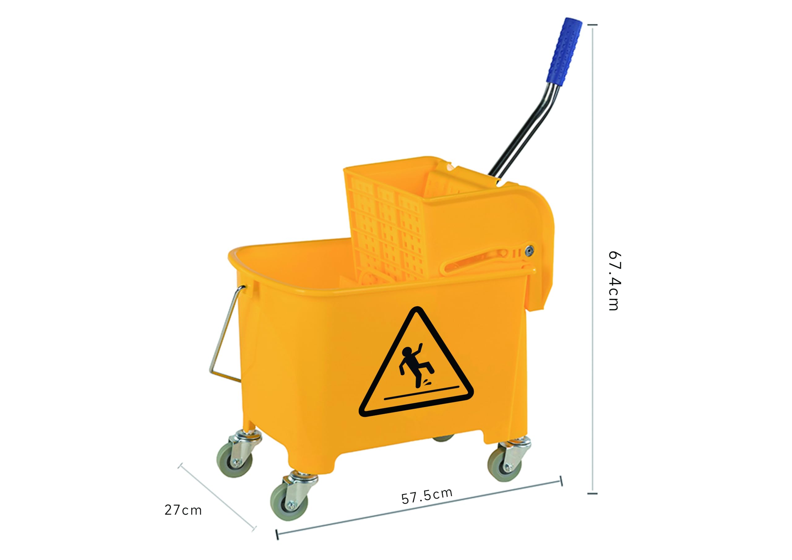 METRO Professional Wischwagen, Einwanne, schlagfester Kunststoff, 30 l, mit Abscheider und Ablaufhahn, komplett mit Auswringer