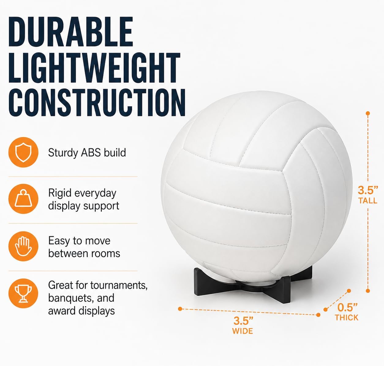 Volleyball Display Stand - Four-Corner Ball Holder for Sports Equipment | Friction Fit Attachment | No Tools Required | Collectible Showcase Cradle for Shelf and Trophy