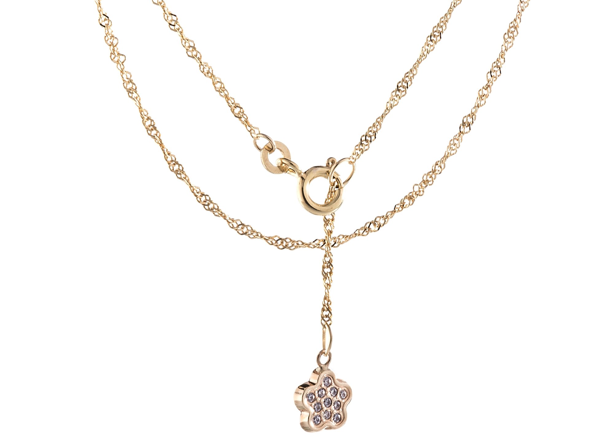 Silberketten Store Fußkette Singapur mit Anhänger Blume - 1,4mm Breite - Länge wählbar 23-30cm - echt 333 Gold