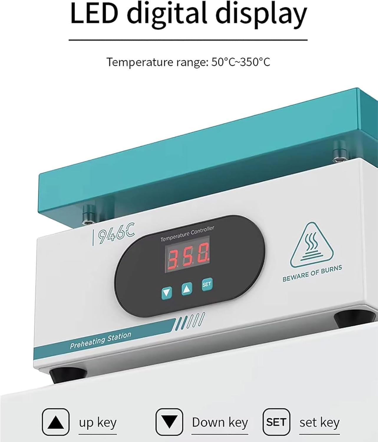Estación De Precalentamiento De Placa Calefactora Electrónica, Placa De Soldadura De Precalentamiento De 600 W, Rango De Temperatura De 50 ℃ A 350 ℃, con Pantalla Digital Led, Área De