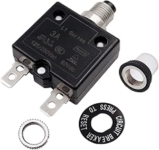 smseace 3Amp Electric Button Breaker 125/250VAC,Thermal Overload Protector L1 Series with Manual Reset, Waterproof Button Cap L1-3A