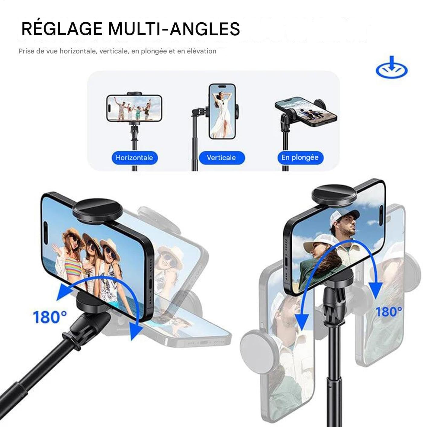 Selfie Stick Telefono Supporto Magnetico Rotante A 360 Gradi | Selfie Stick Treppiede Live Streaming E Registrazione Video Per Palestra Cucina Backpacking Famiglia