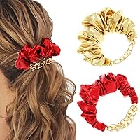 Vista 1 de CAKURE Bandas elásticas para el cabello, bandas elásticas para coleta de caballo de color rojo dorado, accesorios para el cabello para mujeres