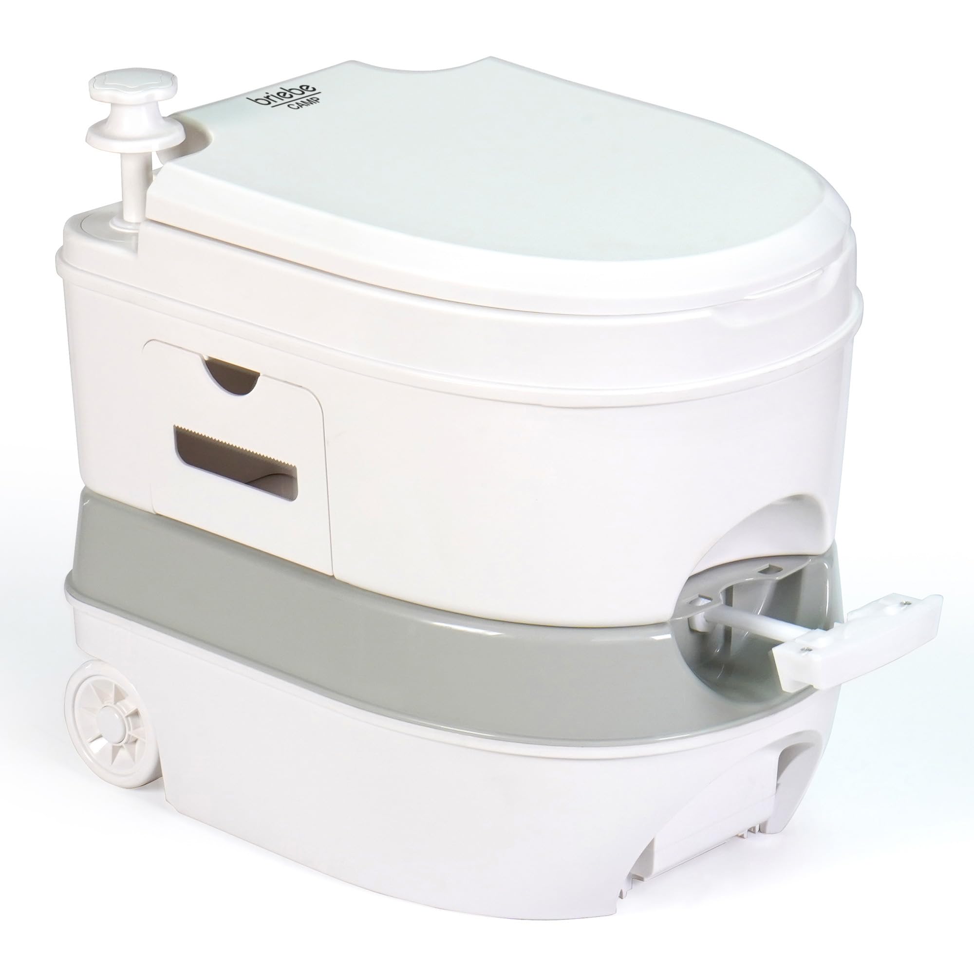 briebe Camp WC Portatile 24L Bagno Chimico, Campeggio, Camper, Roulotte, Barca e Outdoor, Serbatoio di Scarico dell'Acqua con Pompa a Pistone 20L, Potty