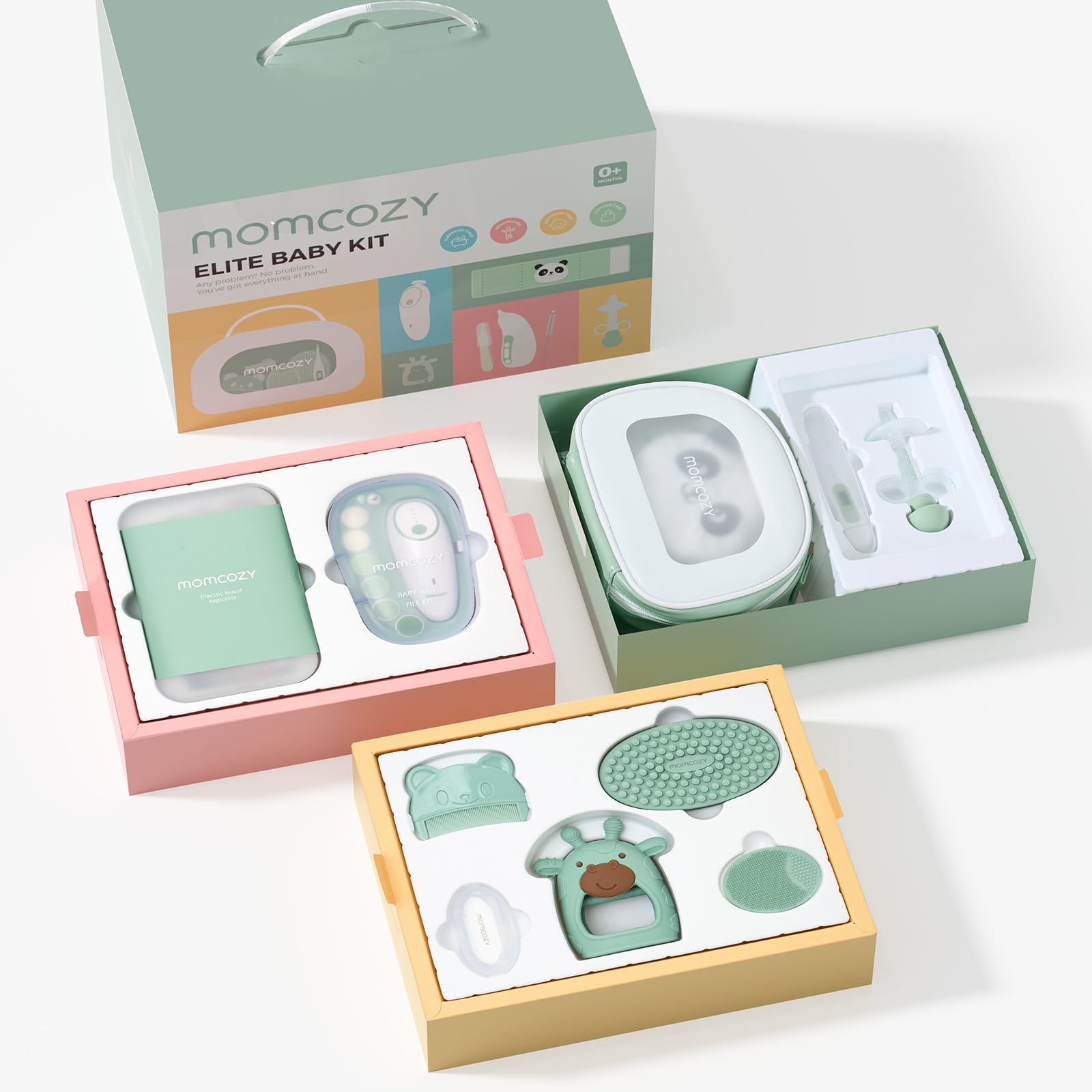 Momcozy Elite Baby Kit, Cadeau de Qualité Supérieure pour Toilettage, Santé et Nettoyage de Bébé, Idéal pour Baby Shower, Inclut Lime à Ongles et Aspirateur Nasal Électrique