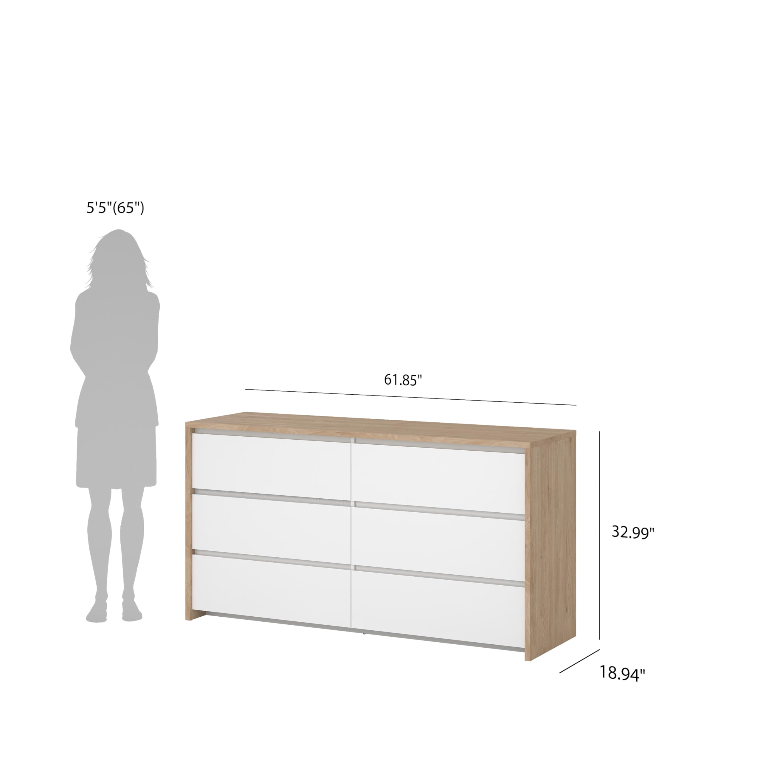 Amazon.com: Tvilum Next 6 Drawer Double Dresser Jackson Hickory