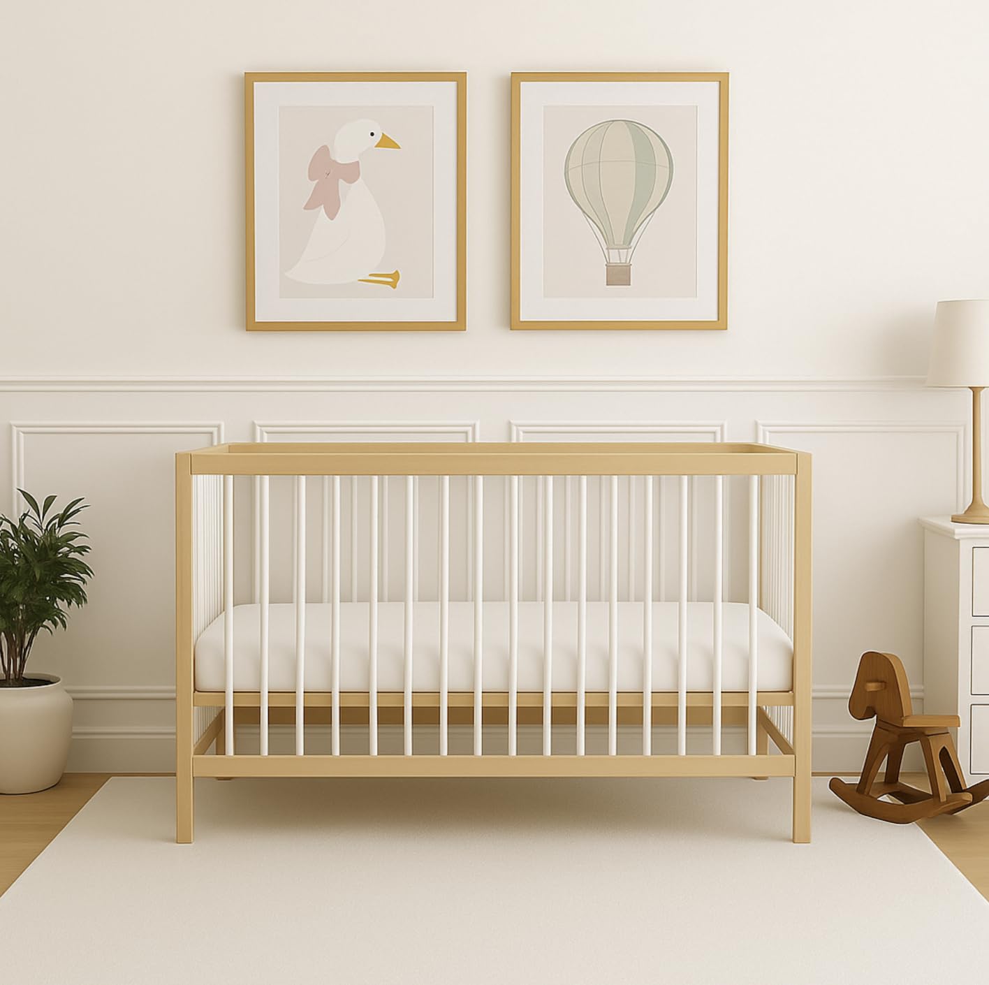 Mokee Mini Baby Cot 60 x 120 cm – 100% Solid Beech – Transformable
