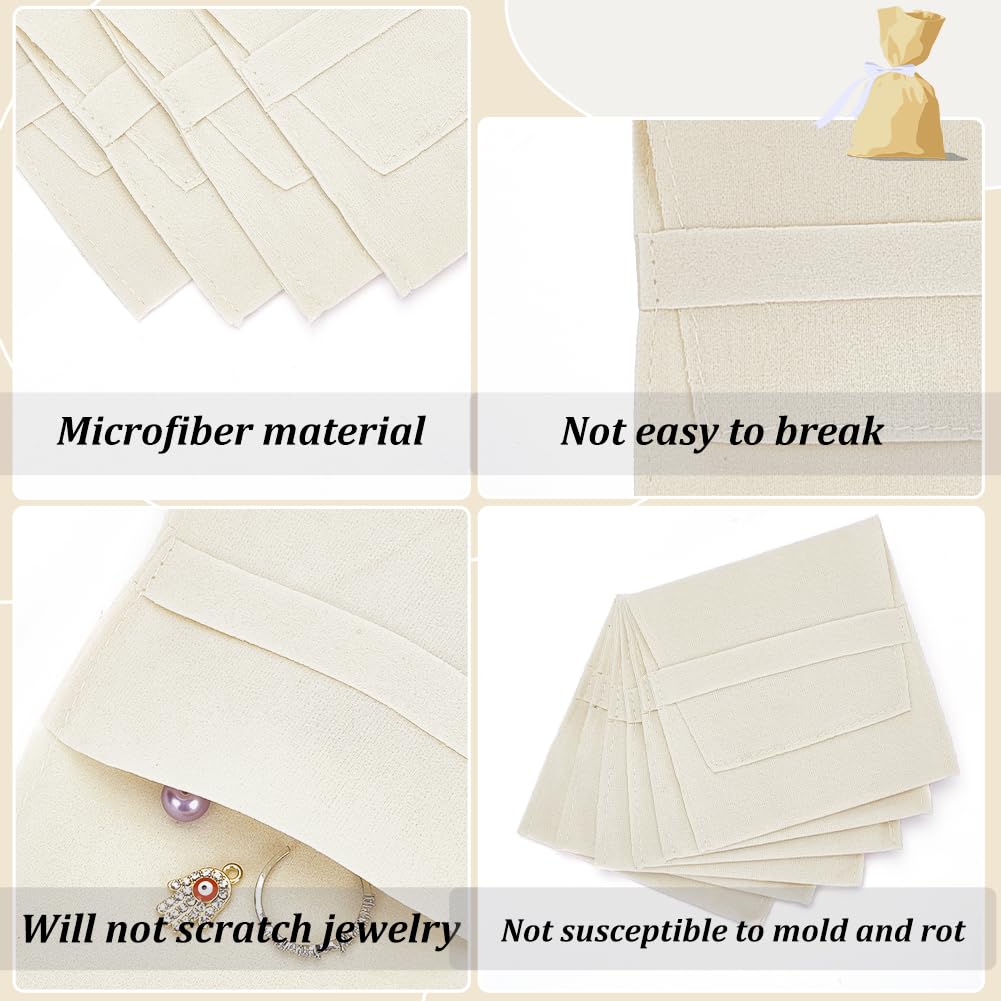 nbeads 24 pochettes à Bijoux en Microfibre, Vieille Dentelle Couleur Faux Daim Bijoux Pochette Bijoux Sacs de Rangement Sac Cadeau pour Bonbons Cadeau Collier Bracelet Emballage, 9.7x9.4 cm