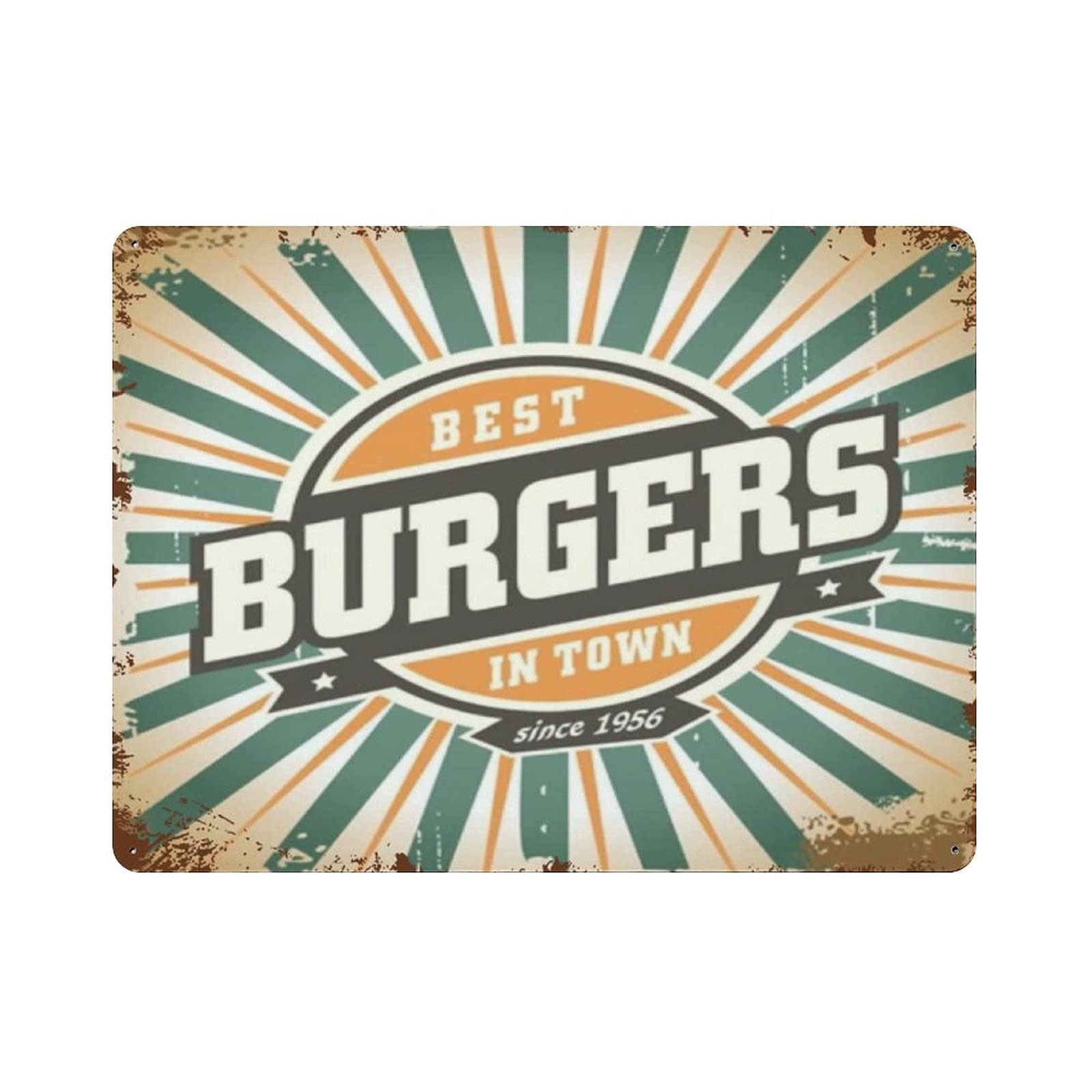 Metal Tin Sign Retro Style Burger Sign Vintage Tin Poster Metal Sign Wall Decoration Country Kitchen Home Garage Decor 12"x16"