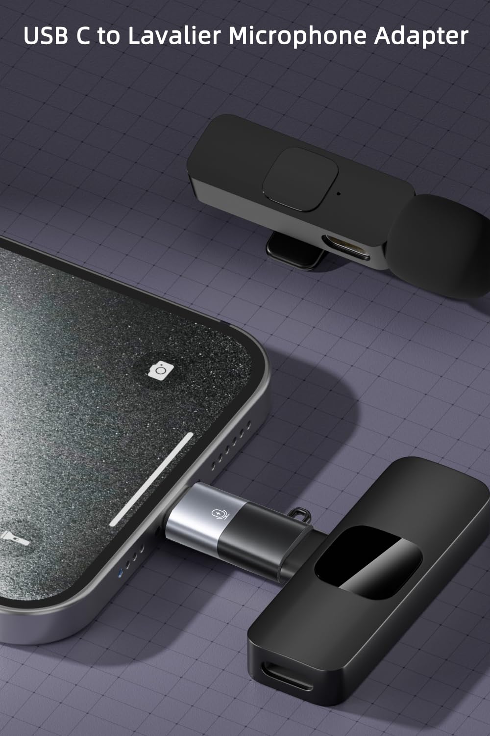 AreMe 2-pak przejściówek z USB C na mikrofon krawatowy, czarny + szary