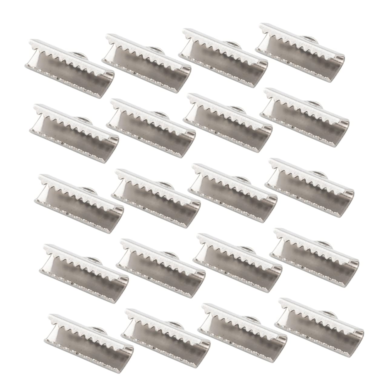 Beatifufu DIY Jewelry Making Findings 100pcs Ribbon Ends Clamp Stainless Clip Buckle for Beading