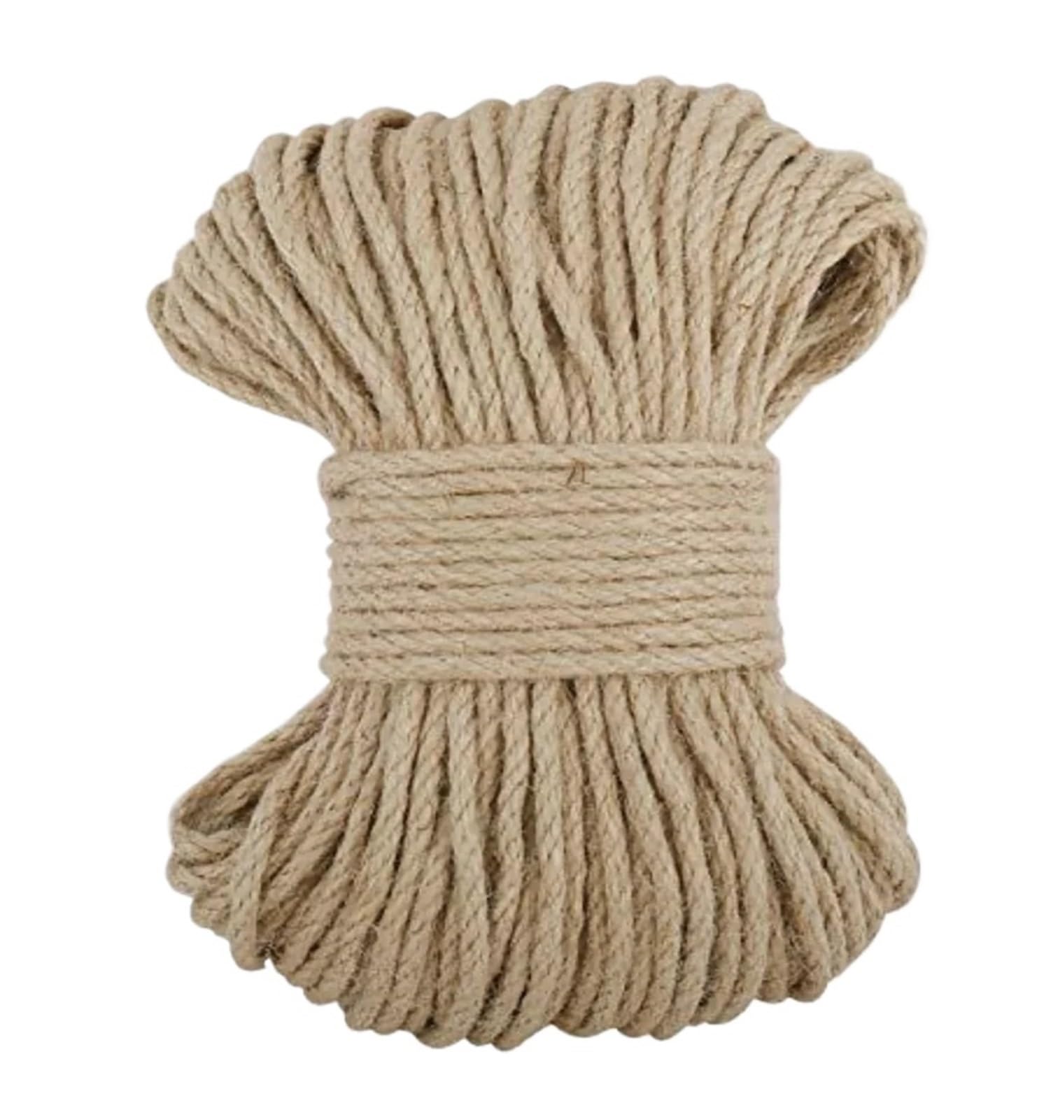 6 mm 50/100 m natürliche Sackleinen-Sackleinen-Jute-Schnur, Hanfseil, Schnur, Geschenkverpackung, Schnüre, Weihnachts-Event- und Partyzubehör(970x15x0.2mm)