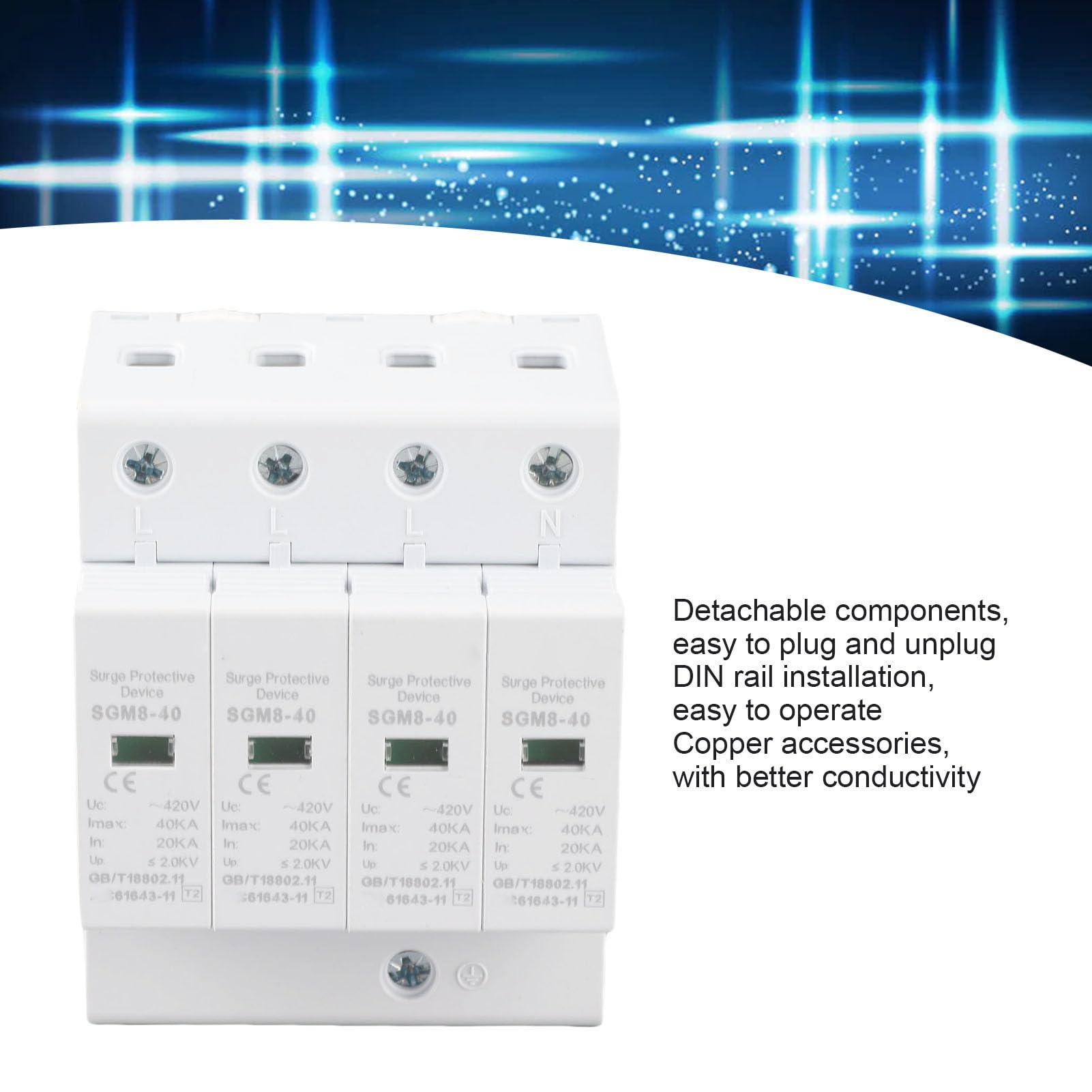 Cryfokt DIN Rail Protector 4 Pole 40KA
