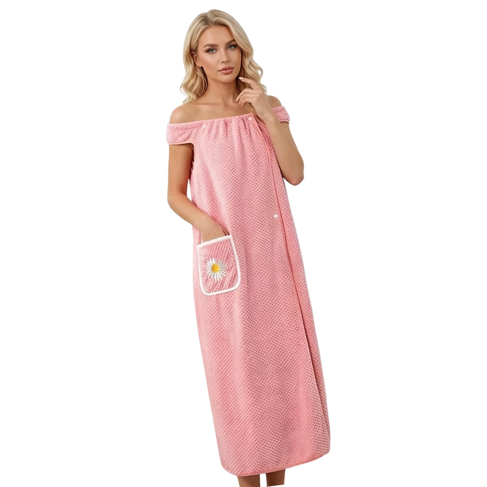Hsioluted Corals Fleece Bath Towel with Soft Fabric for Women Quick Warm Technology and Wrap Around Designs Fleece Bath Towel for Ladies